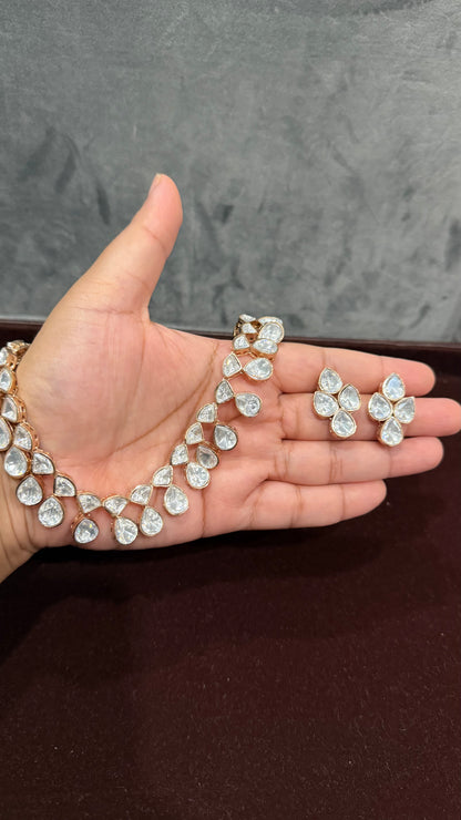 Aarika Floral Drop Moissanite Necklace Set