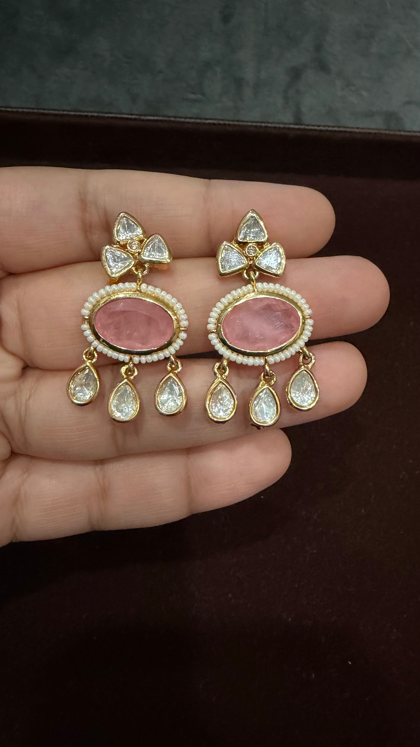 Aaradhya Blush Doublet Moissanite Necklace Set