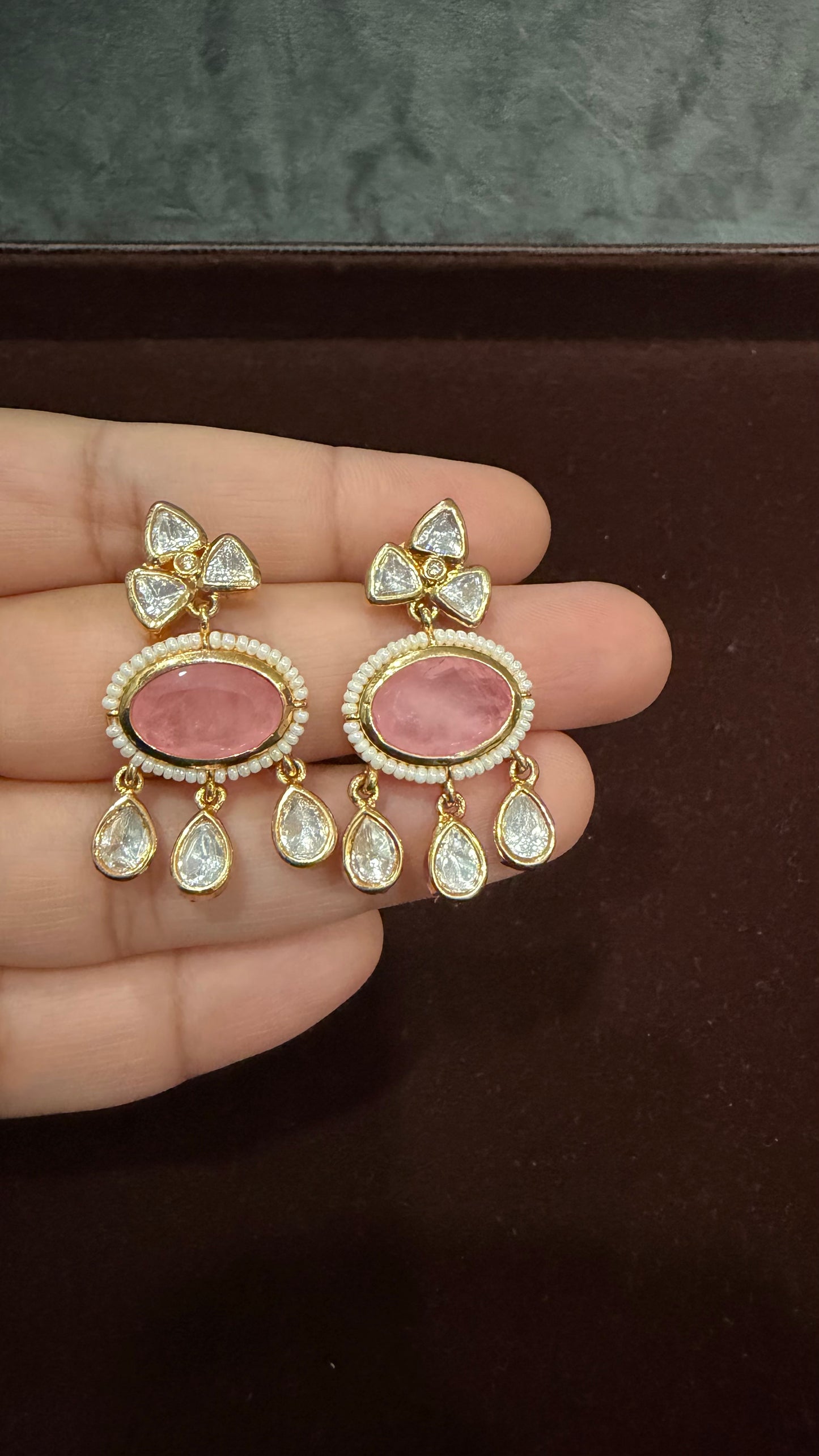 Aaradhya Blush Doublet Moissanite Necklace Set