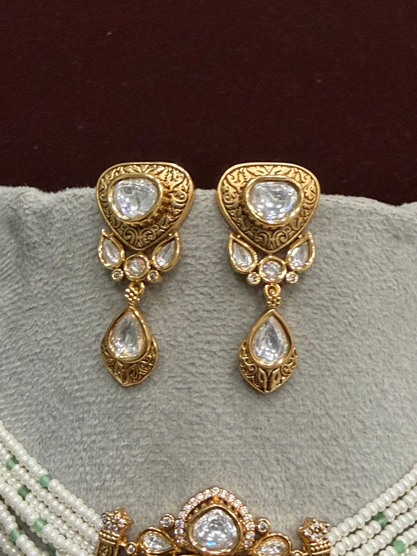 Anaya Mint Pearl Moissanite Necklace Set