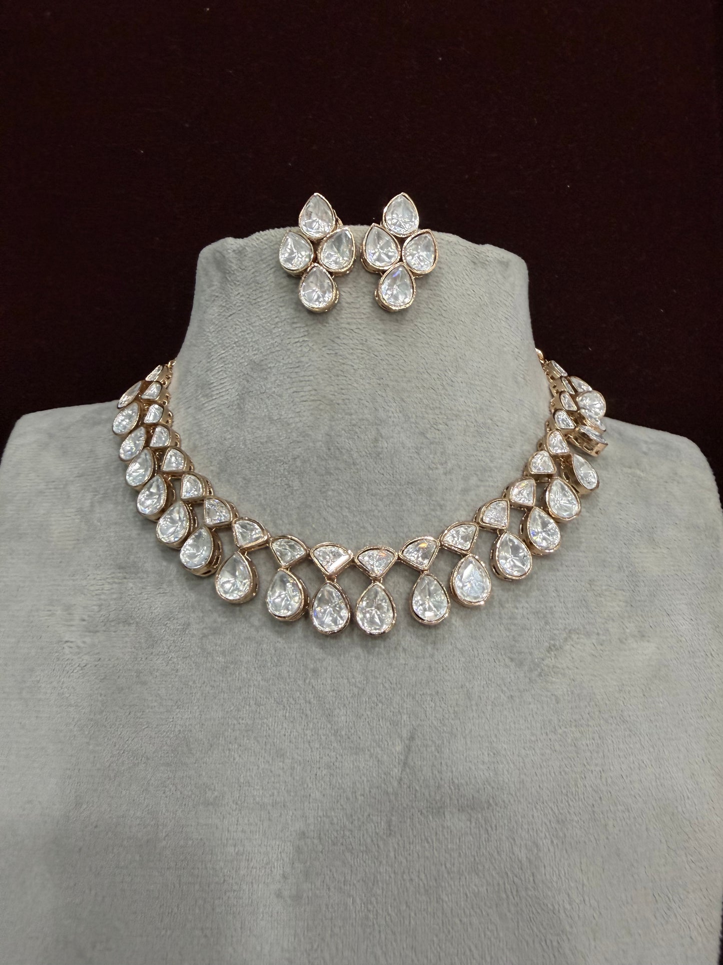 Aarika Floral Drop Moissanite Necklace Set