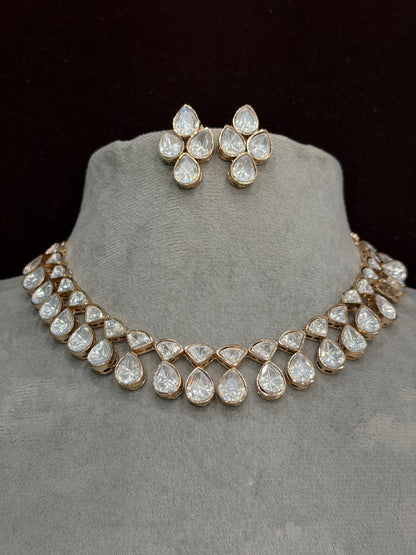 Aarika Floral Drop Moissanite Necklace Set