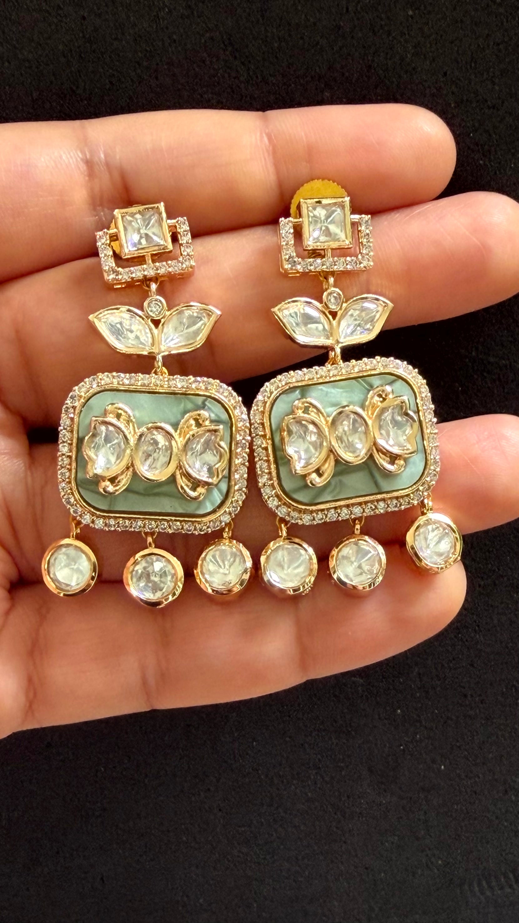 Kiara Mint Statement Moissanite Earrings - EE10-SJ