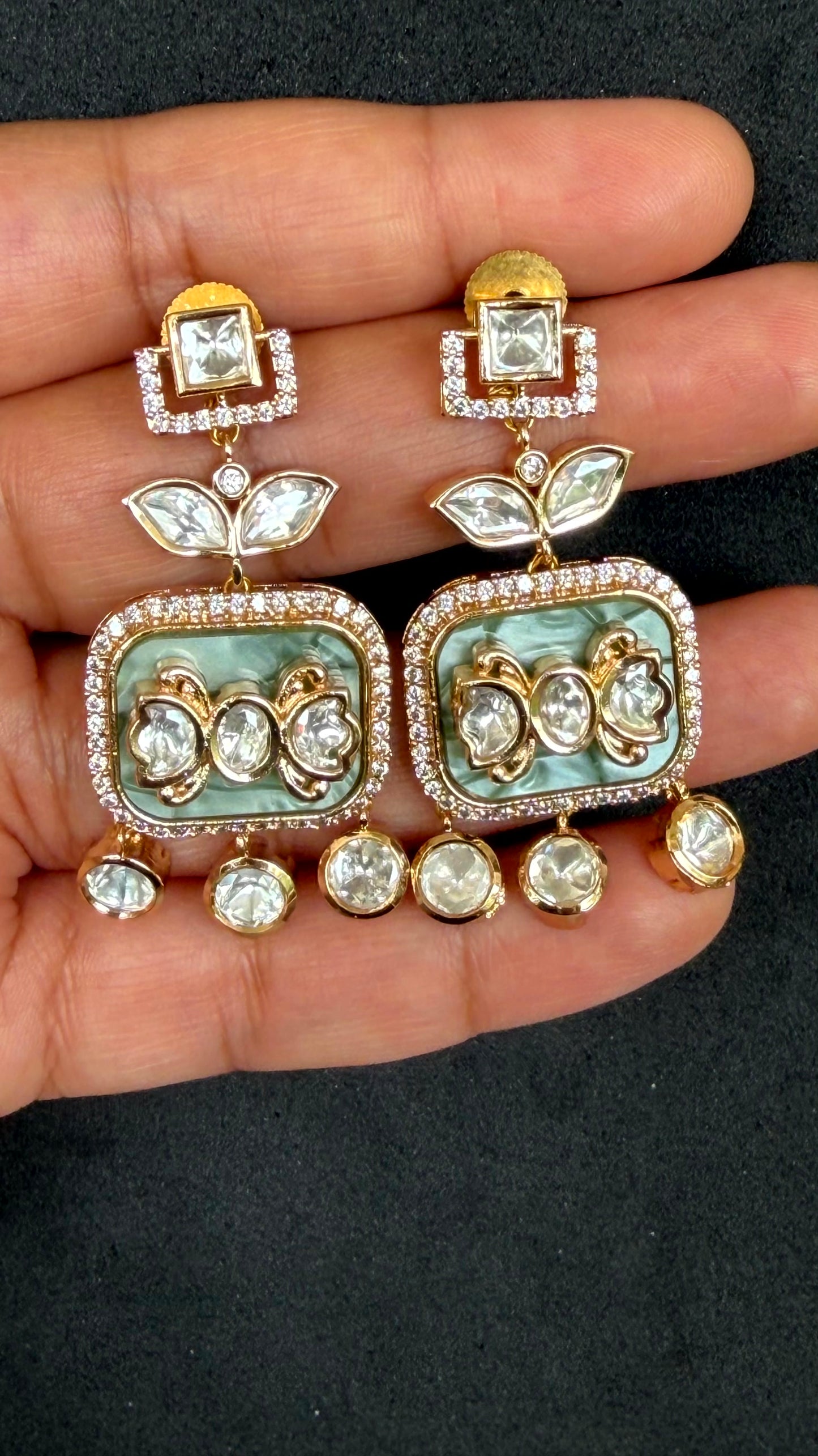 Kiara Mint Statement Moissanite Earrings - EE10-SJ