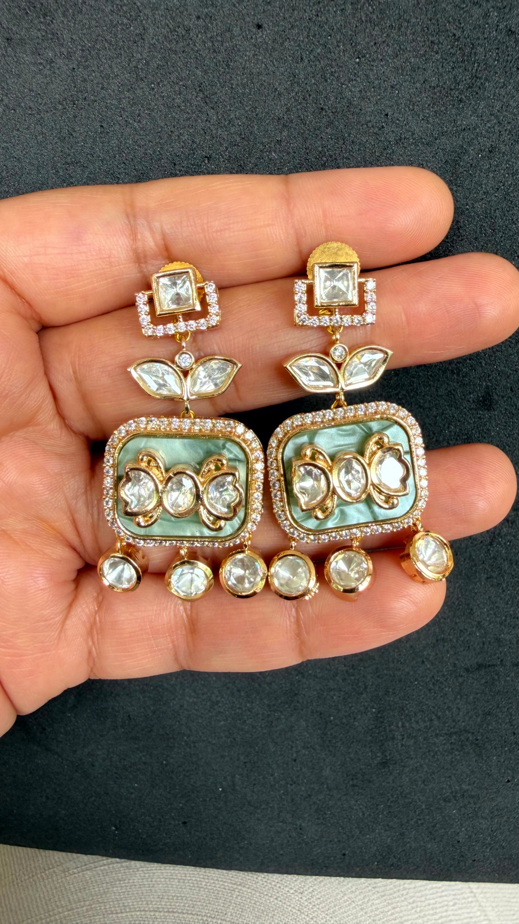 Kiara Mint Statement Moissanite Earrings - EE10-SJ