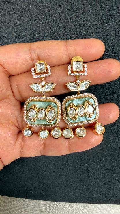 Kiara Mint Statement Moissanite Earrings - EE10-SJ