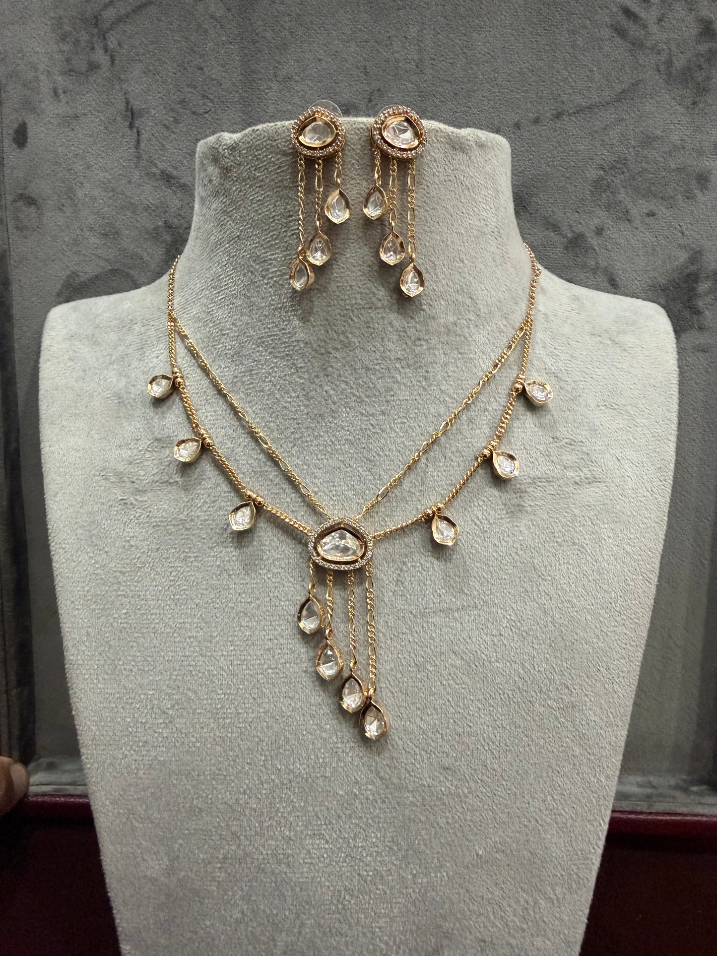 Ishira Layered Drop Moissanite Necklace Set