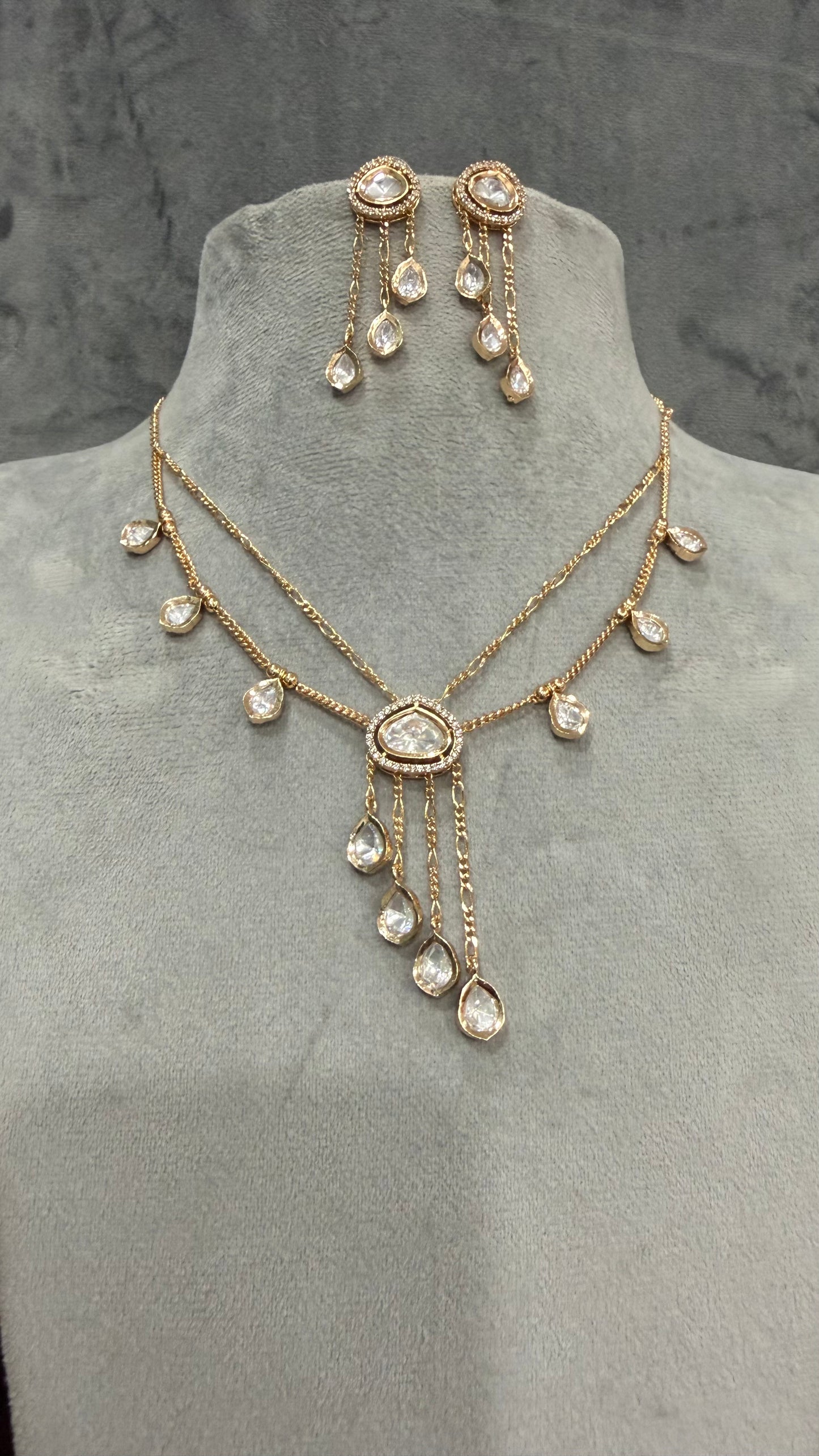 Ishira Layered Drop Moissanite Necklace Set
