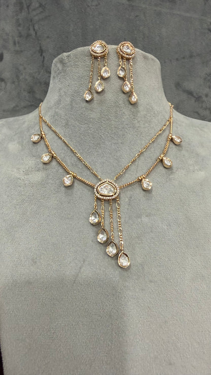 Ishira Layered Drop Moissanite Necklace Set