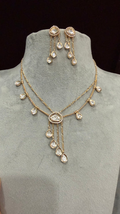 Ishira Layered Drop Moissanite Necklace Set