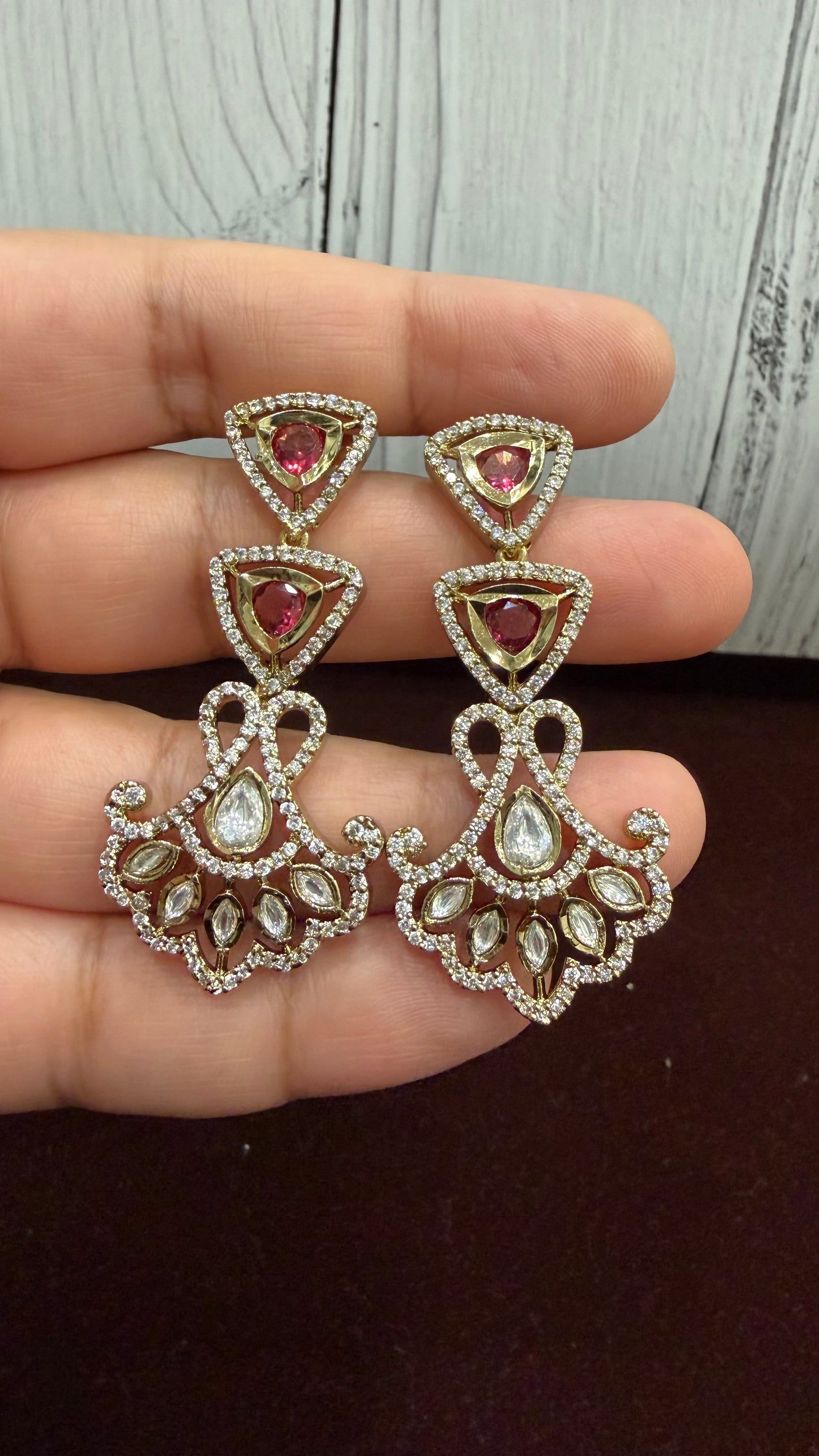 Aaradhya Ruby Floral Moissanite Necklace Set