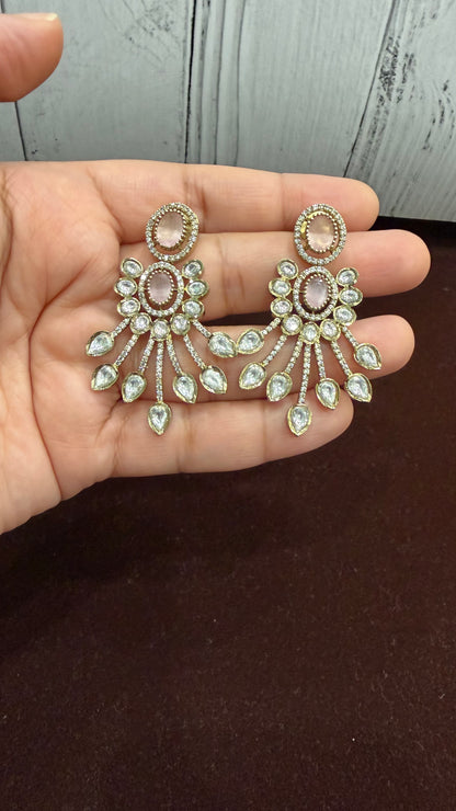 Ishita Blush Floral Moissanite Necklace Set