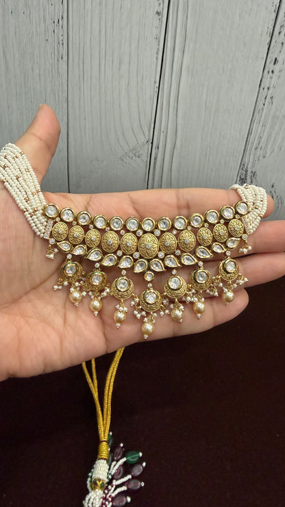 Devika Pearl Kundan Statement Necklace Set