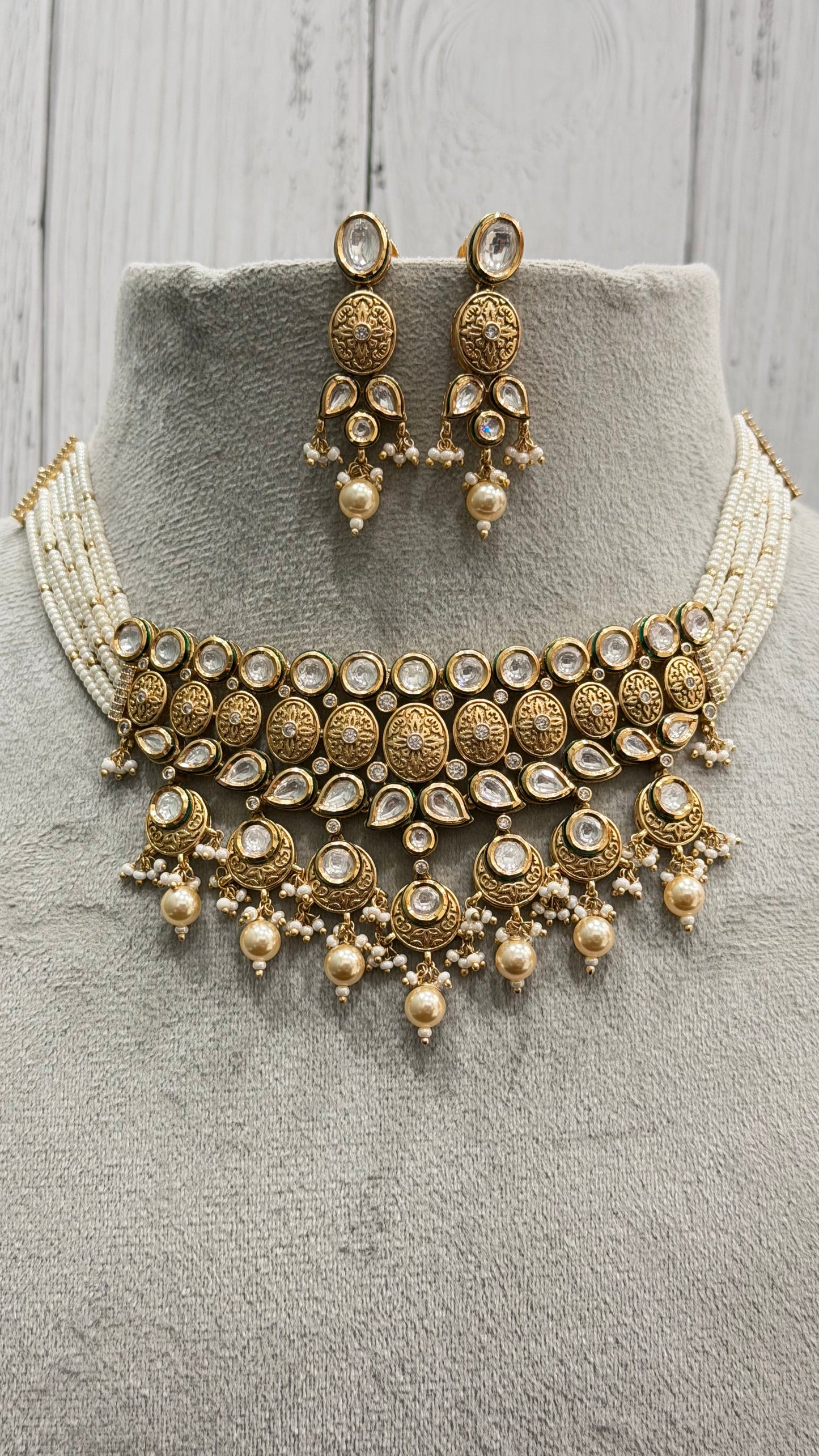 Devika Pearl Kundan Statement Necklace Set