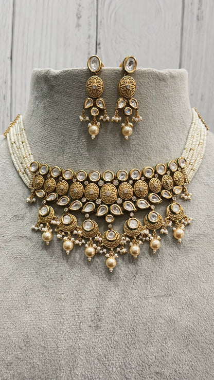 Devika Pearl Kundan Statement Necklace Set