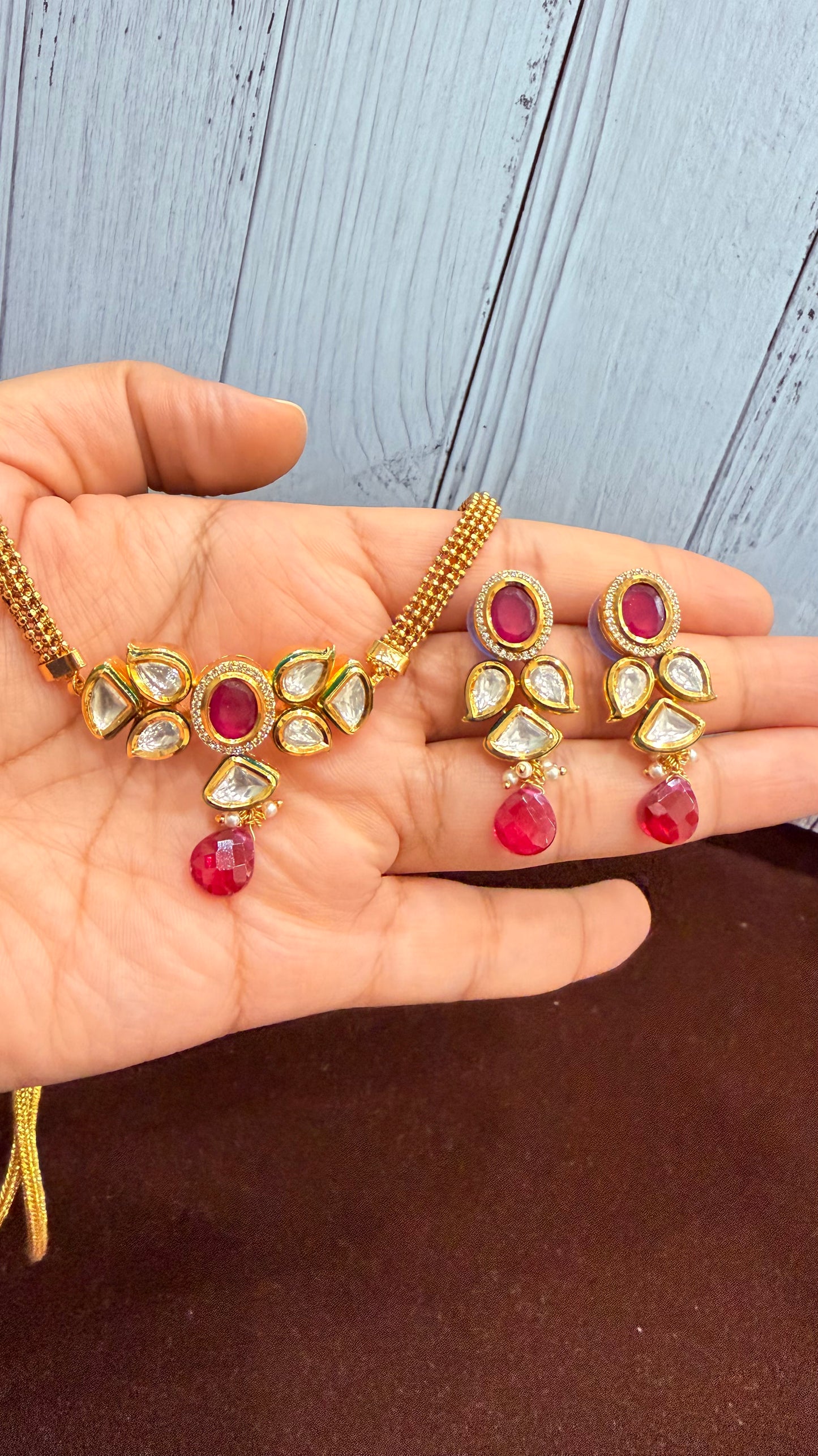 Suhani Ruby Kundan Floral Necklace Set
