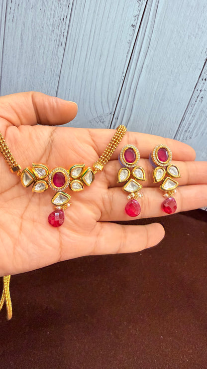 Suhani Ruby Kundan Floral Necklace Set