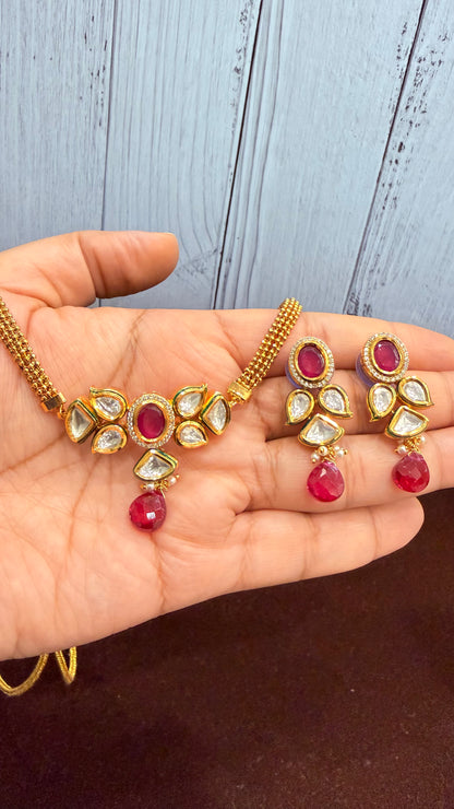 Suhani Ruby Kundan Floral Necklace Set