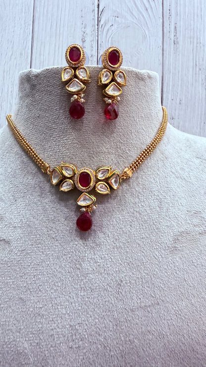 Suhani Ruby Kundan Floral Necklace Set