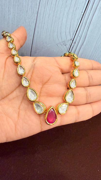 Ira Ruby Kundan Necklace Set