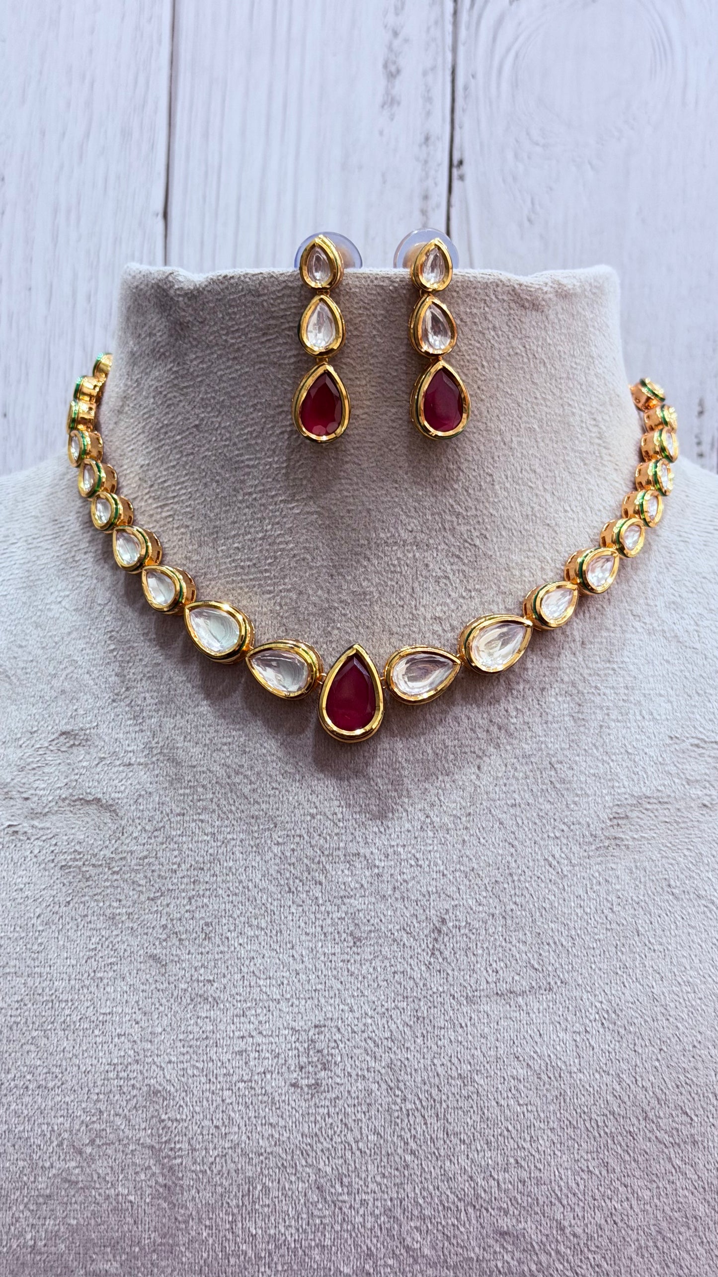 Ira Ruby Kundan Necklace Set