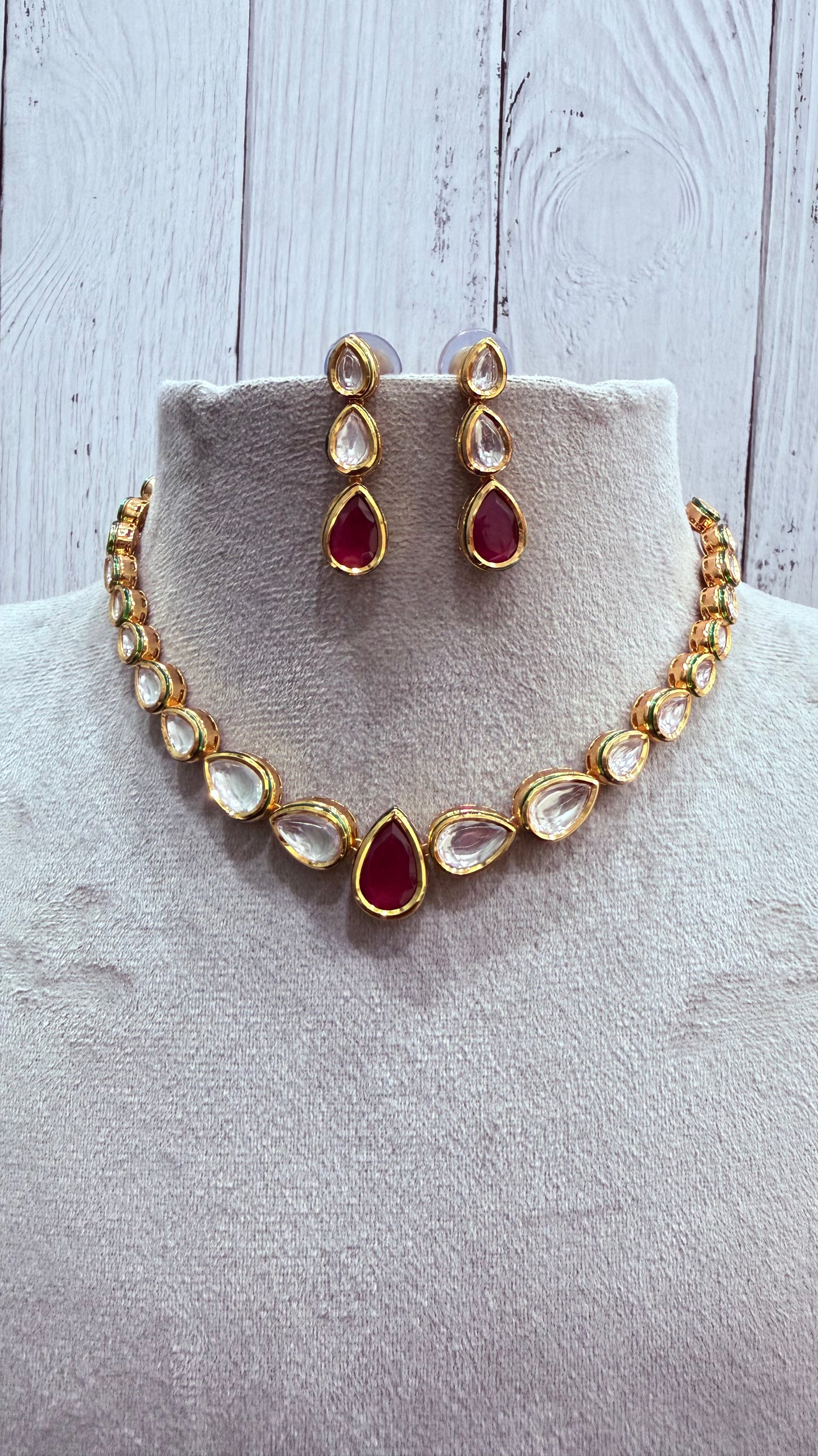 Ira Ruby Kundan Necklace Set