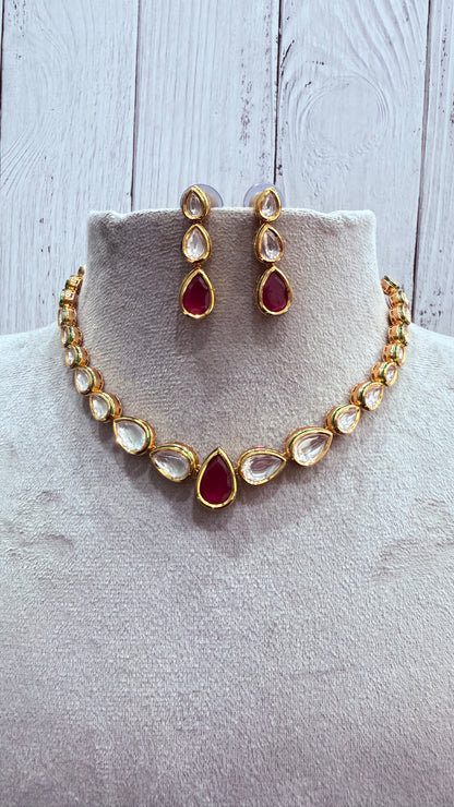 Ira Ruby Kundan Necklace Set