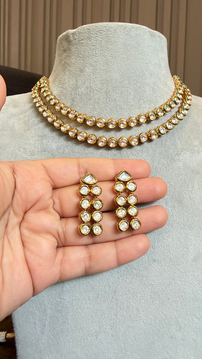 Kavya Double Layer Kundan Necklace Set