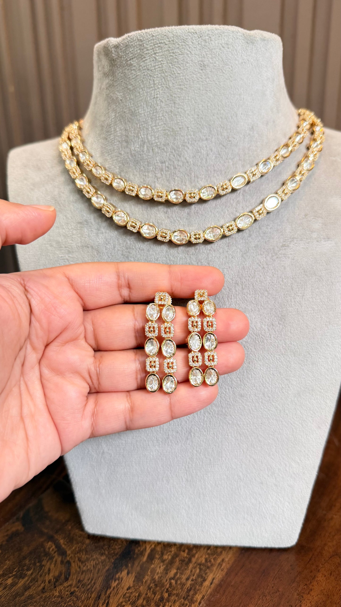Aarika Double Layer Moissanite Necklace Set