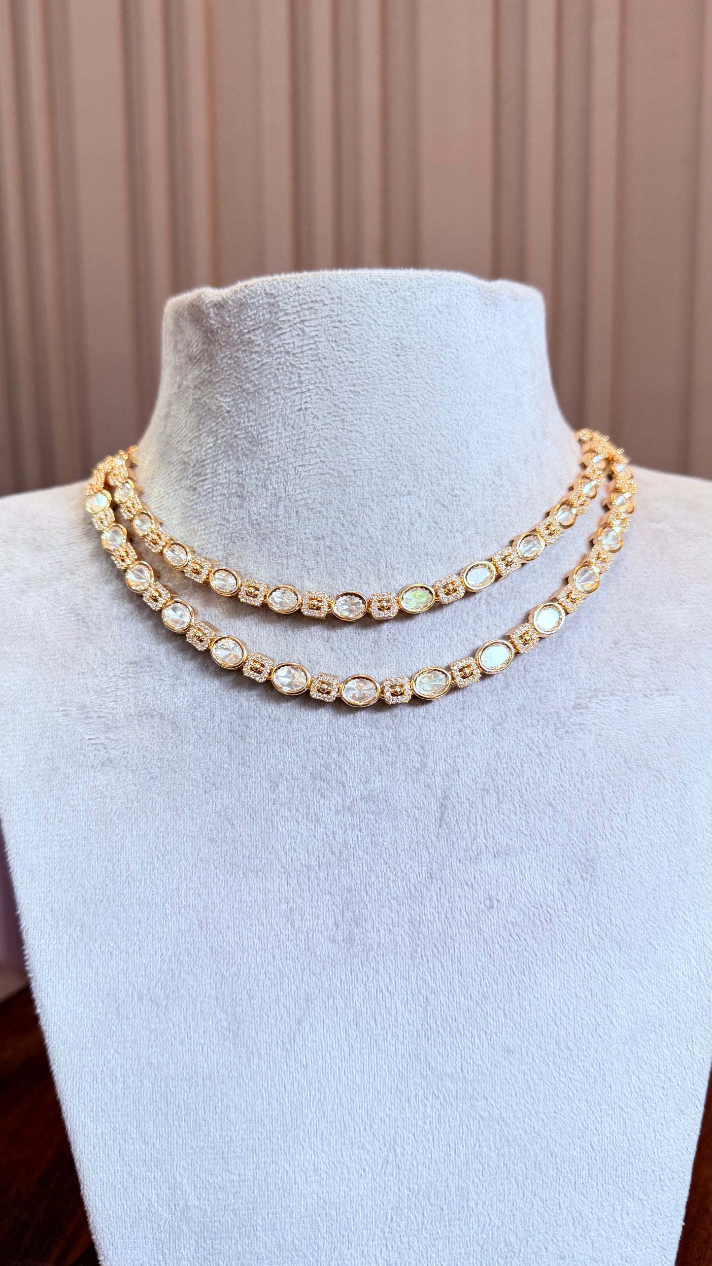 Aarika Double Layer Moissanite Necklace Set