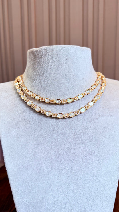 Aarika Double Layer Moissanite Necklace Set
