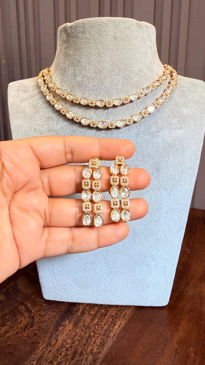 Aarika Double Layer Moissanite Necklace Set