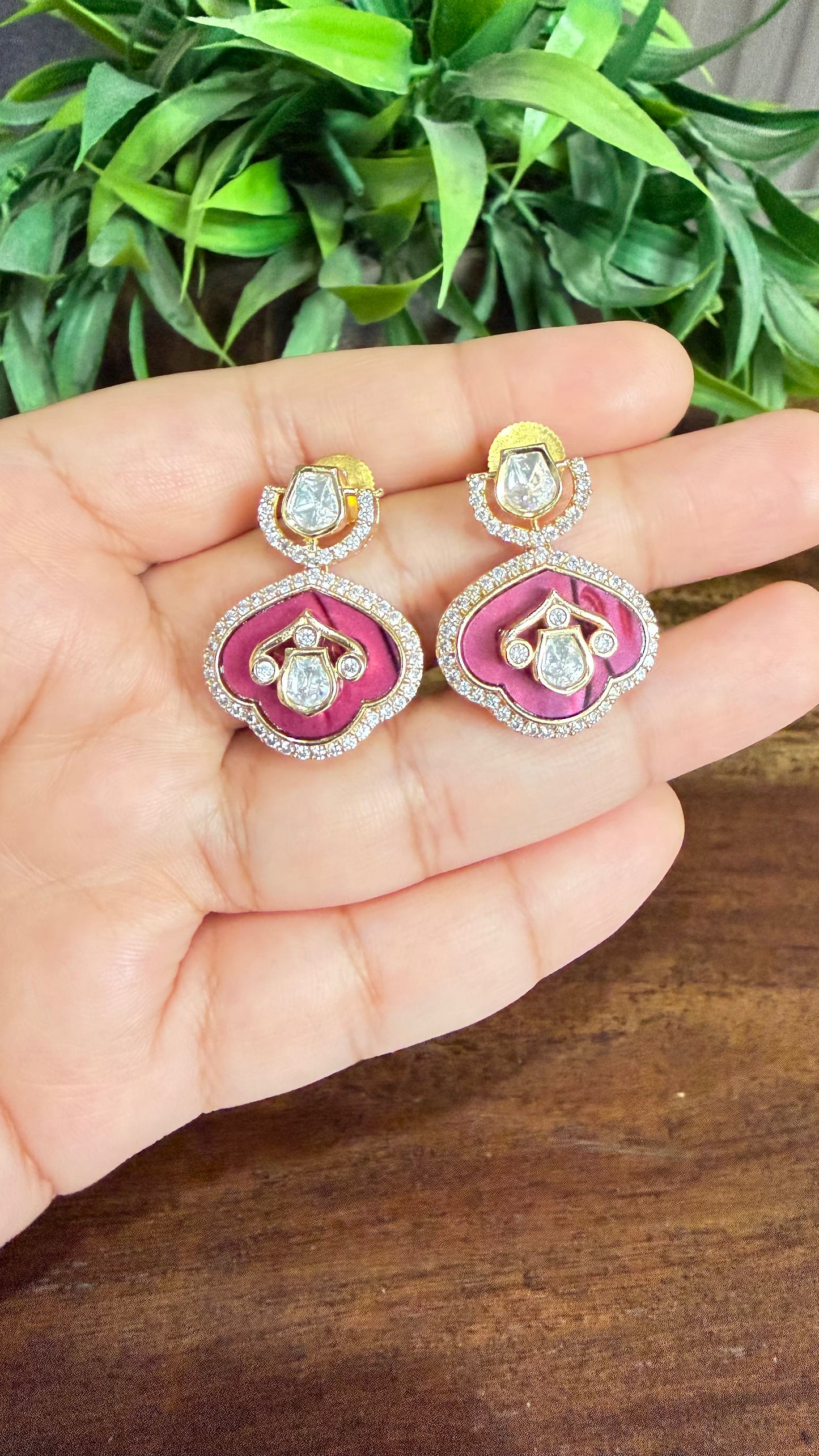 Eshna Ruby Pearl Moissanite Necklace Set