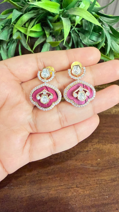 Eshna Ruby Pearl Moissanite Necklace Set
