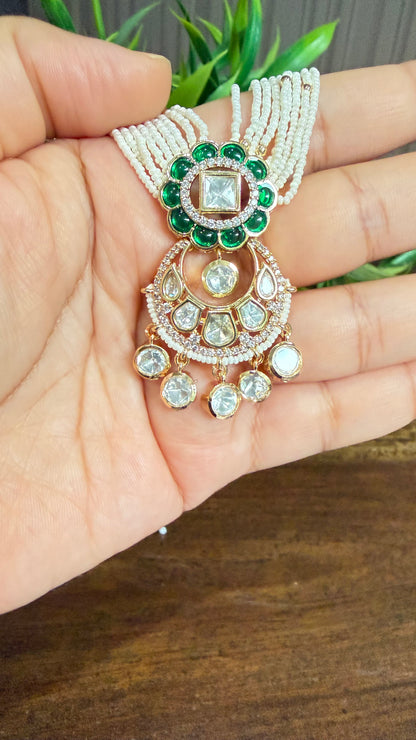 Amaira Emerald Pearl Moissanite Necklace Set