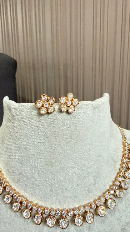 Navya Drop Moissanite Necklace Set