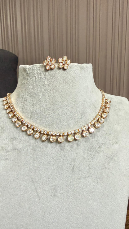 Navya Drop Moissanite Necklace Set