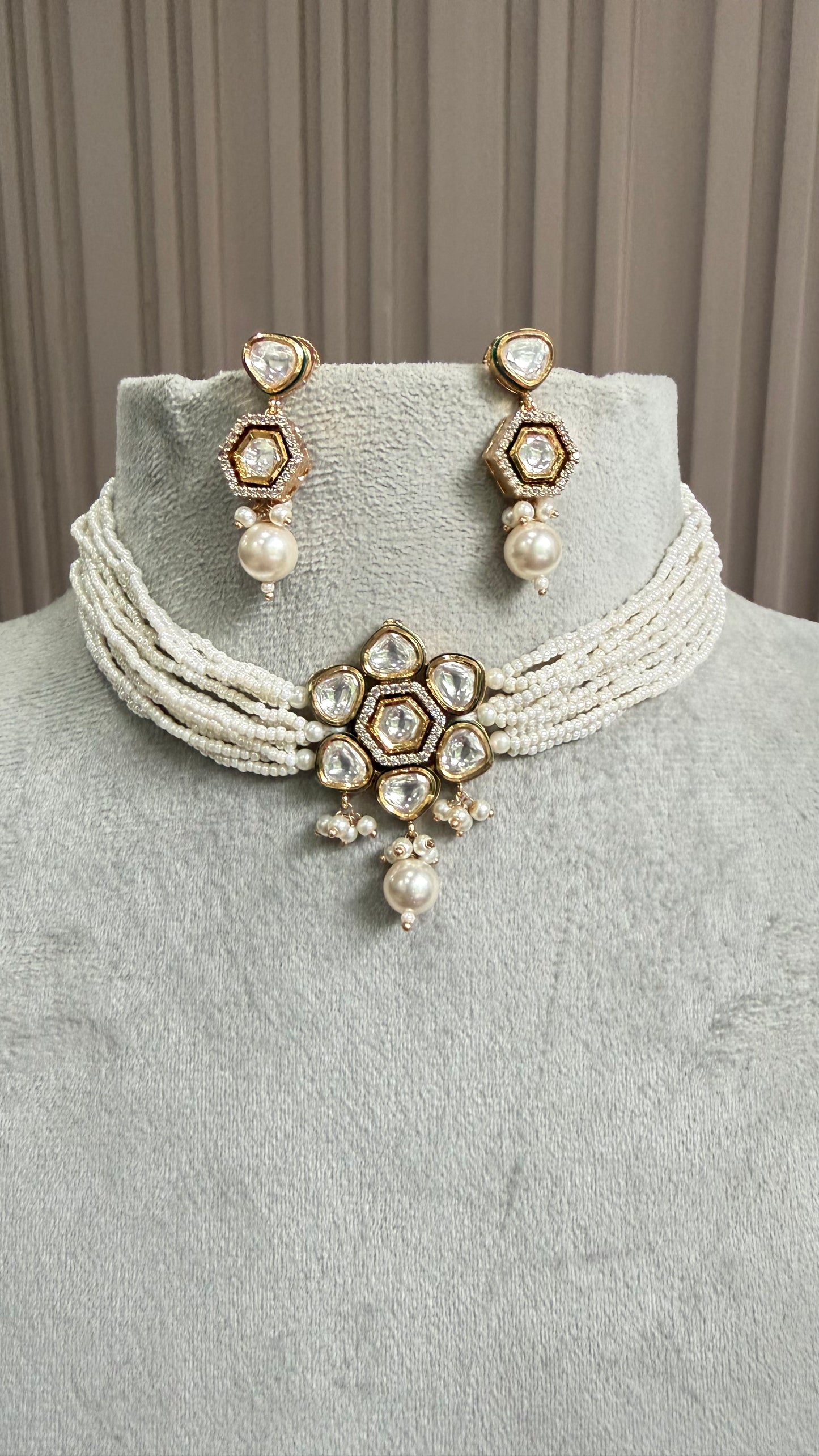 Shubhra Pearl Kundan Necklace Set