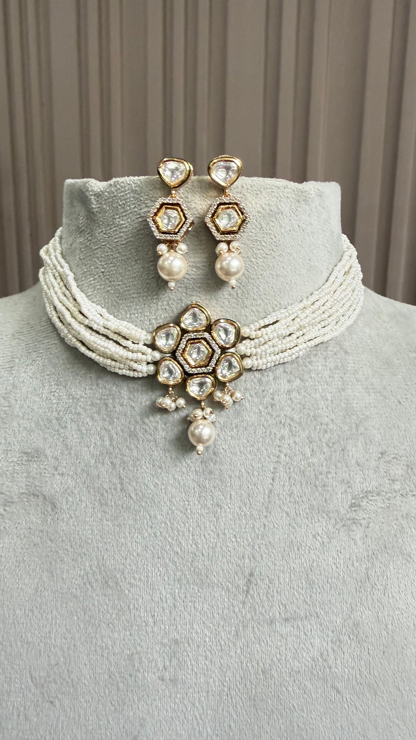 Shubhra Pearl Kundan Necklace Set