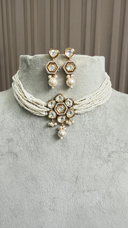 Shubhra Pearl Kundan Necklace Set