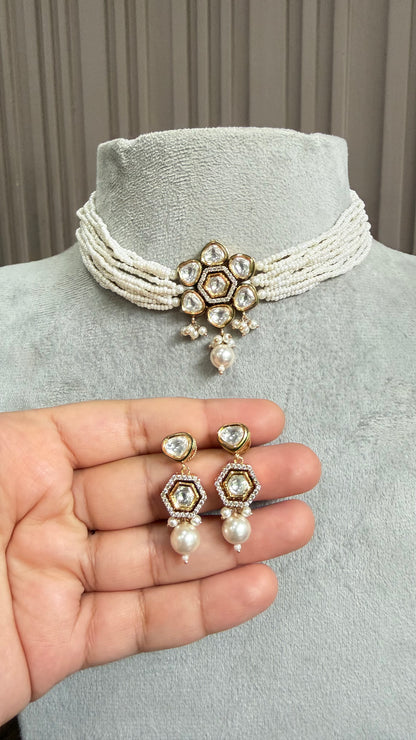 Shubhra Pearl Kundan Necklace Set
