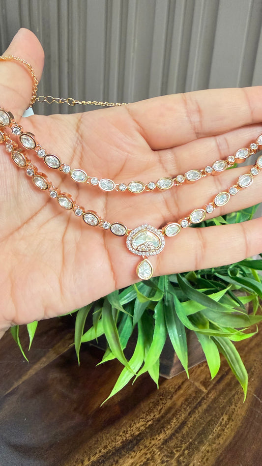 Kiara Floral Double Layer Moissanite Necklace Set