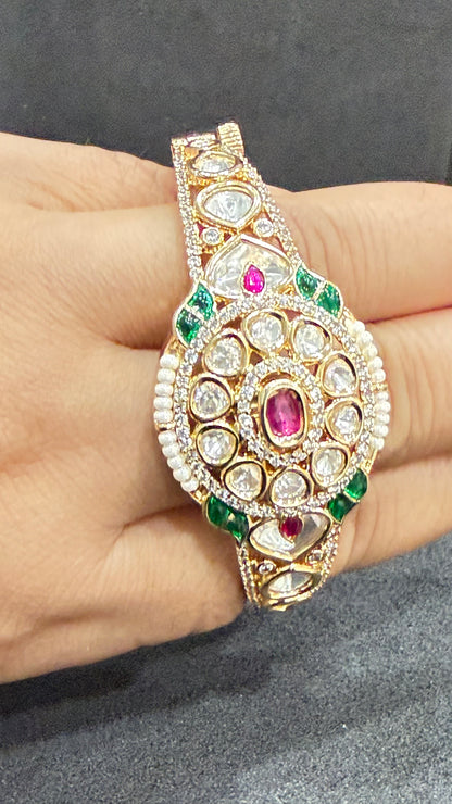Vanya Emerald Ruby Moissanite Statement Bracelet