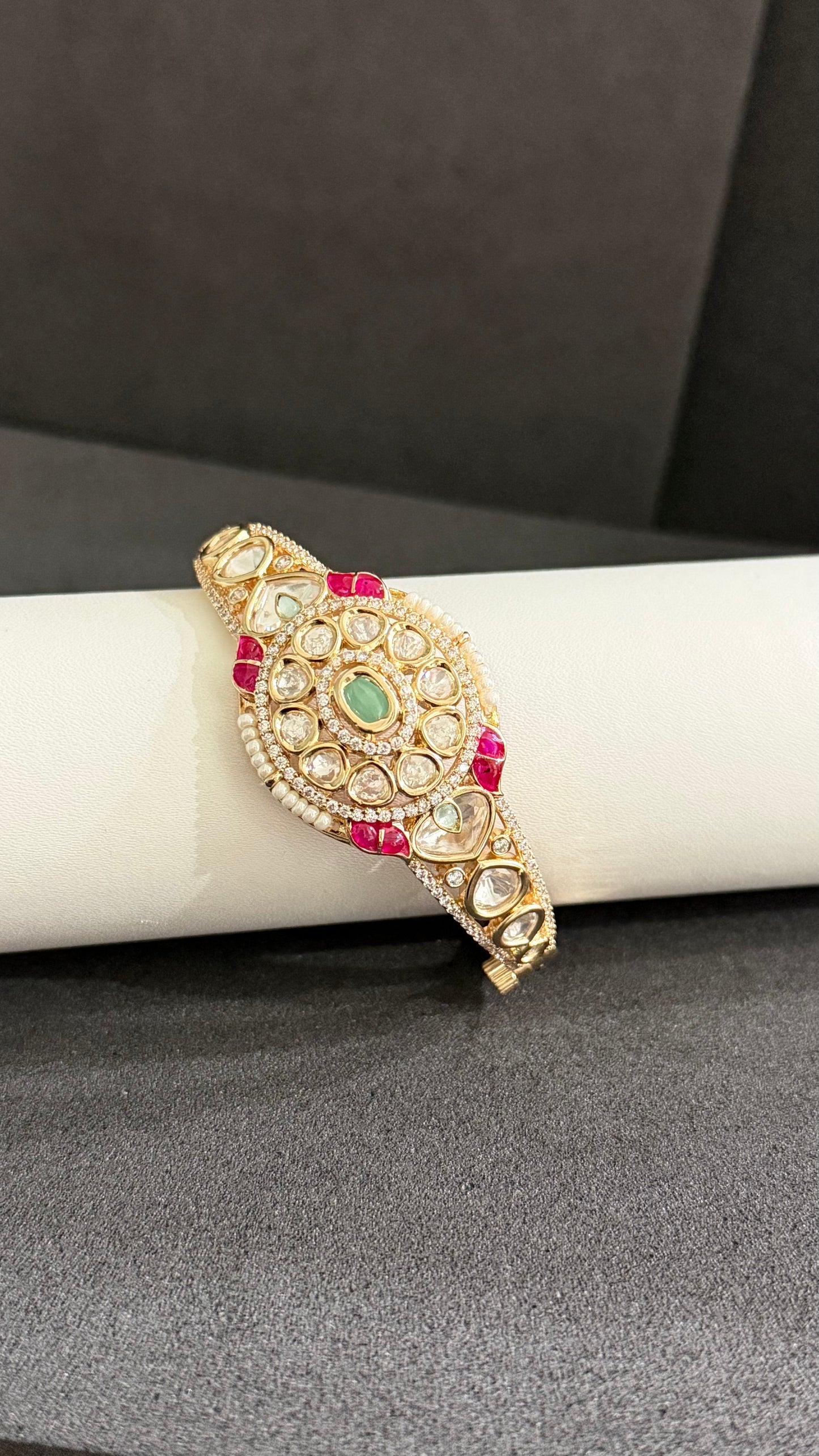 Vanya Ruby Mint Moissanite Statement Bracelet