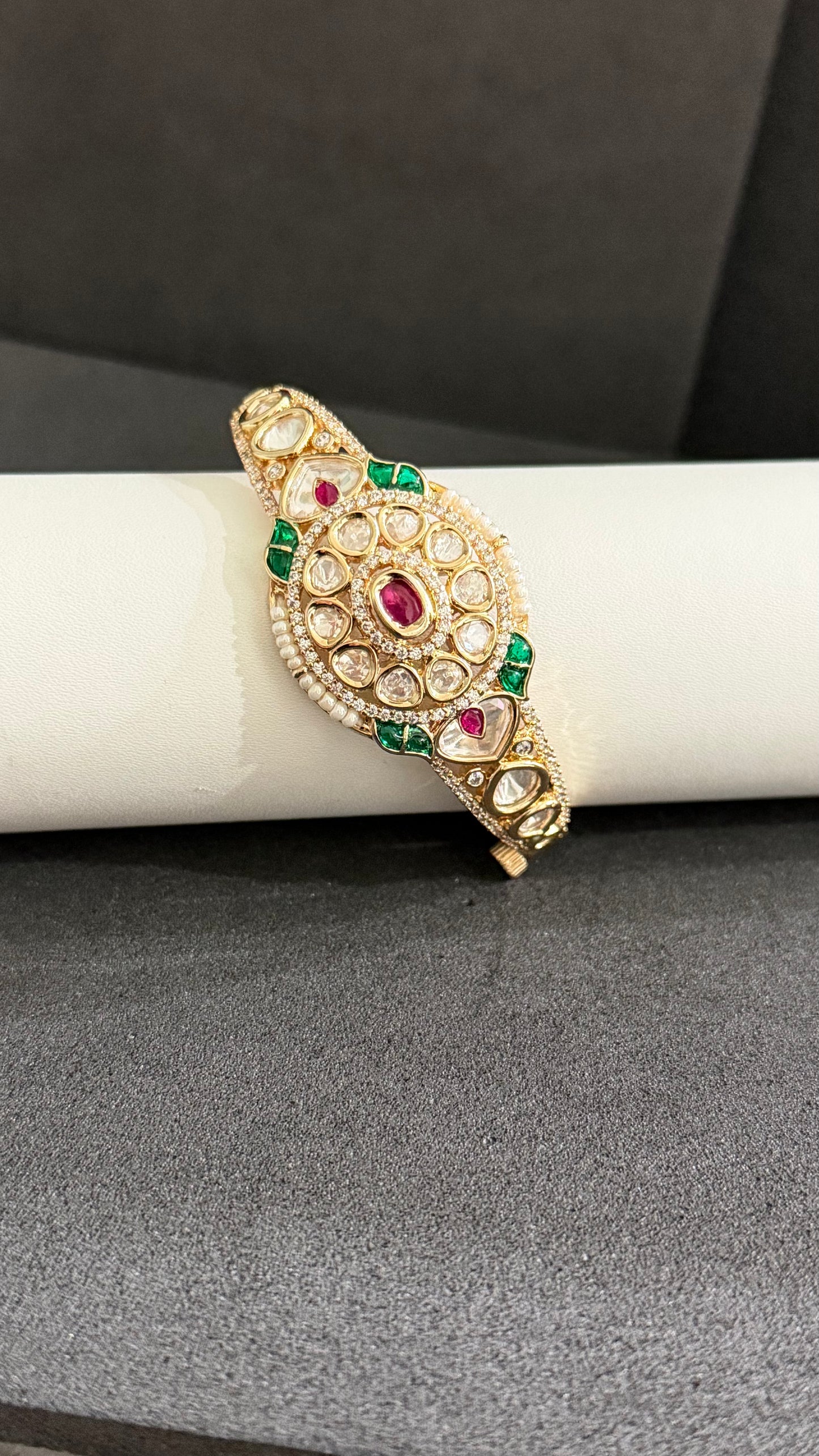 Vanya Emerald Ruby Moissanite Statement Bracelet