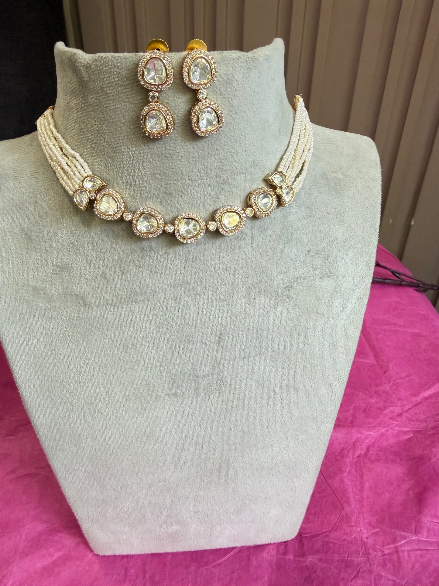 Aavya Pearl Moissanite Necklace Set