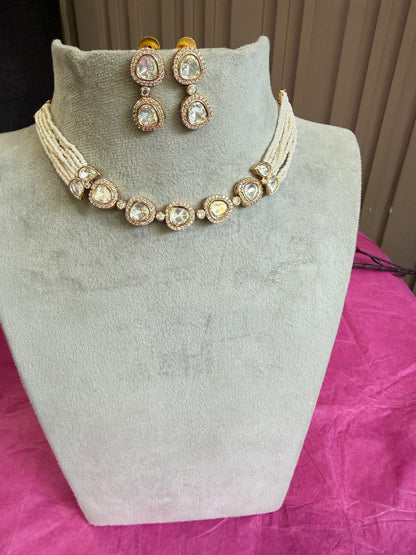Aavya Pearl Moissanite Necklace Set