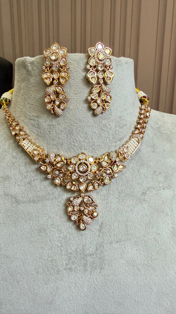 Vamika Floral Moissanite Necklace Set