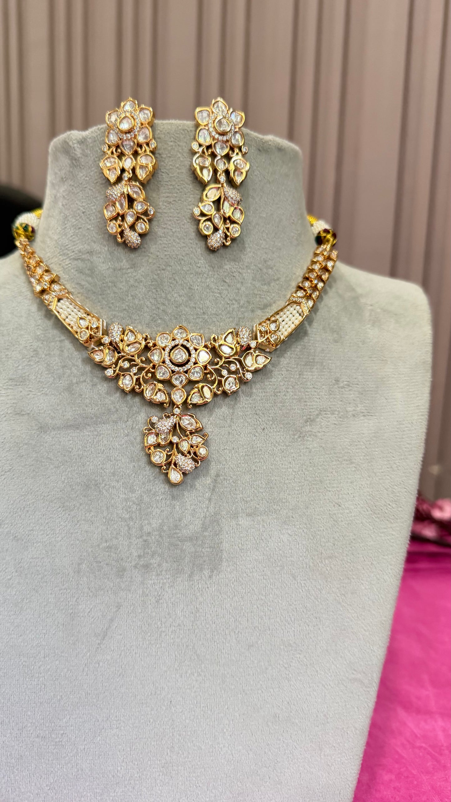 Vamika Floral Moissanite Necklace Set
