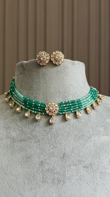 Samaira Emerald Mint Moissanite Choker Necklace Set